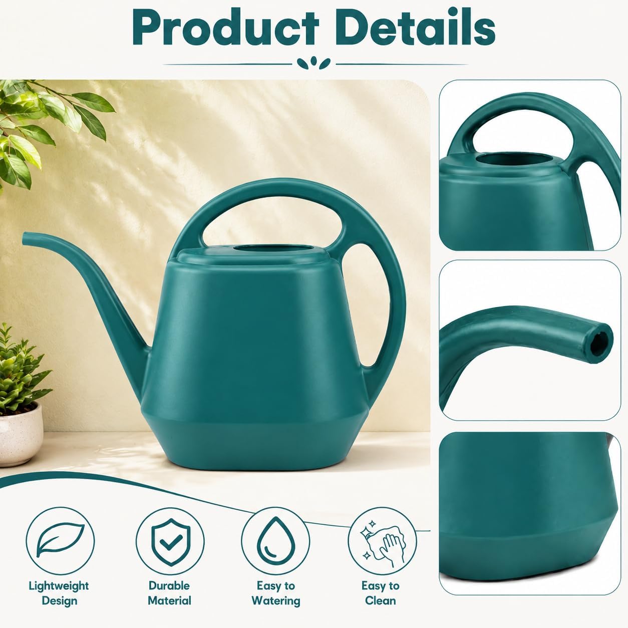 Watering Can Plastic 4 Litre Lightweight Water Sprayer Watering Bottle for Garden Outdoor House Flower Bonsai Plant (Green)