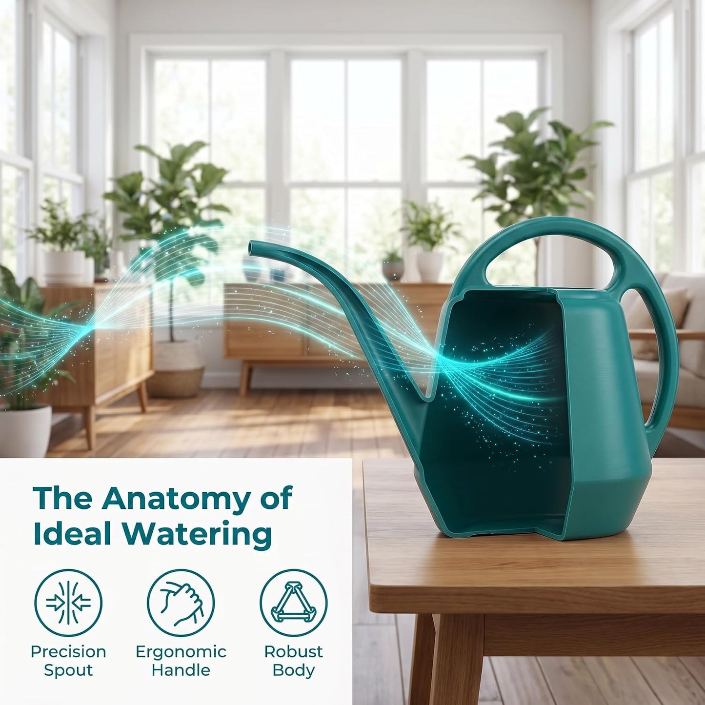 Watering Can Plastic 4 Litre Lightweight Water Sprayer Watering Bottle for Garden Outdoor House Flower Bonsai Plant (Green)