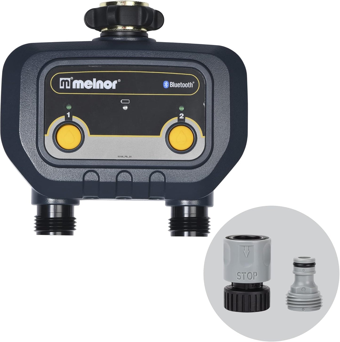 65183AMZ Bluetooth Hose Timer, 2-Zone Programmable Watering Timer, Quick Connect Bundle, Black, Yellow