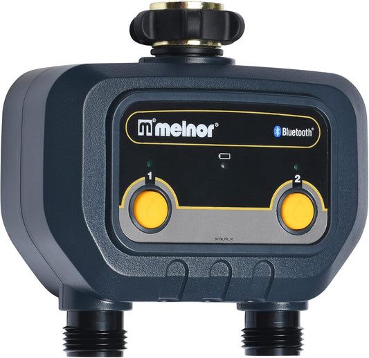 65183AMZ Bluetooth Hose Timer, 2-Zone Programmable Watering Timer, Quick Connect Bundle, Black, Yellow