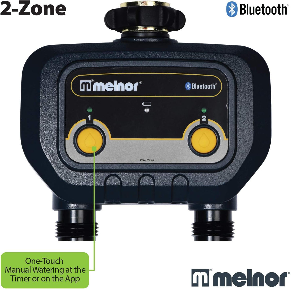65183AMZ Bluetooth Hose Timer, 2-Zone Programmable Watering Timer, Quick Connect Bundle, Black, Yellow