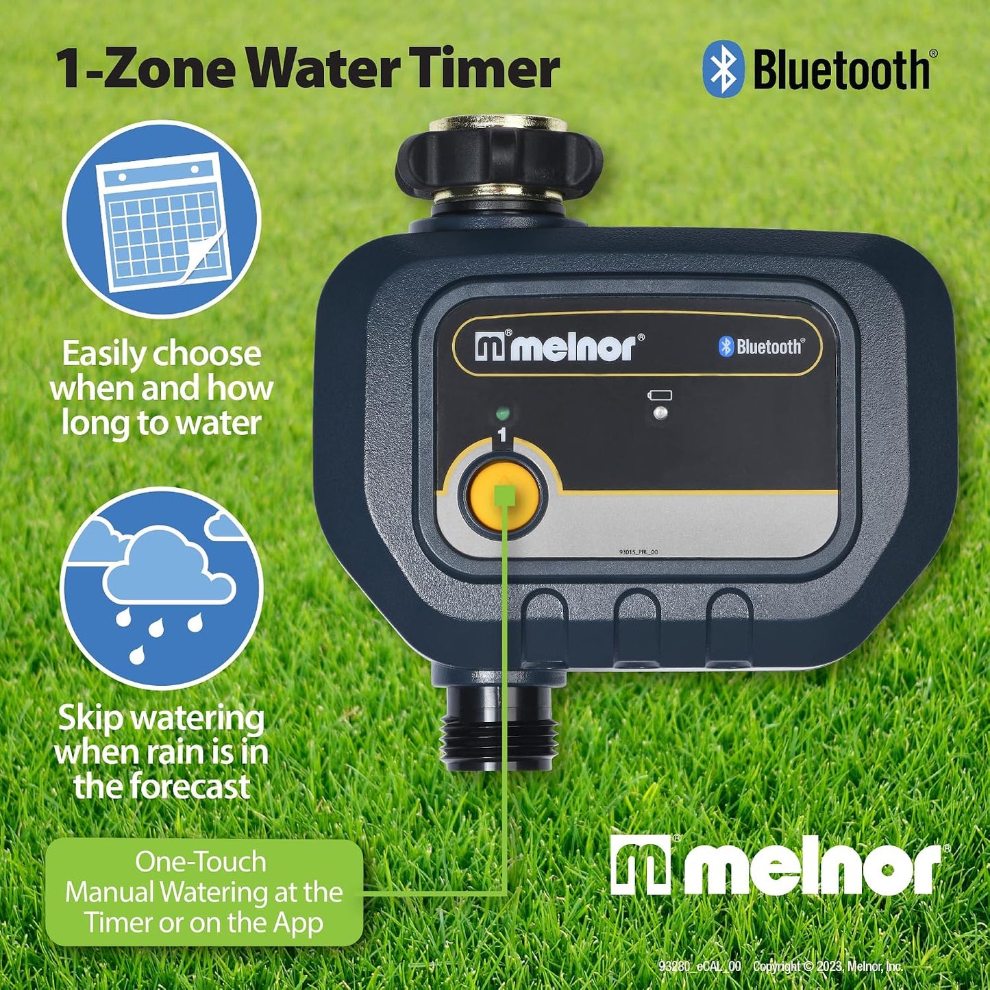 65183AMZ Bluetooth Hose Timer, 2-Zone Programmable Watering Timer, Quick Connect Bundle, Black, Yellow
