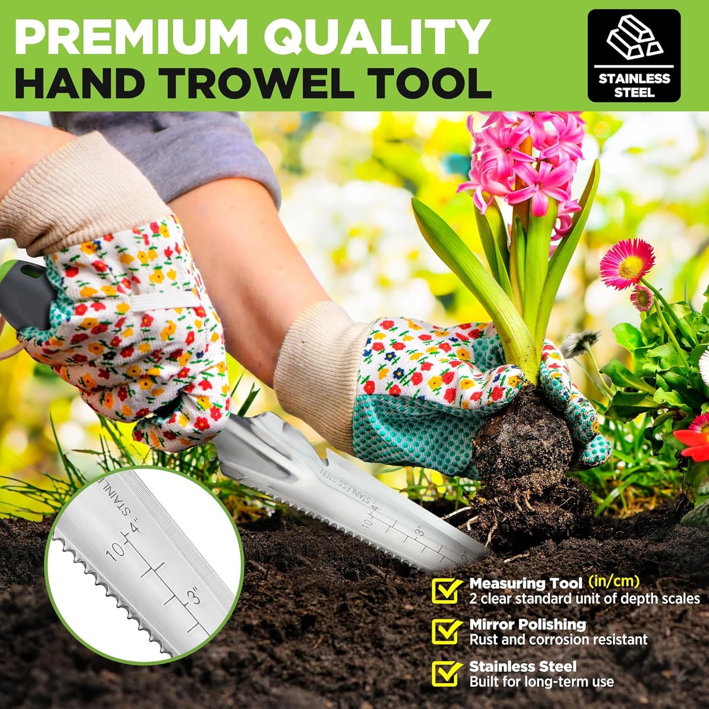 5-in-1 Hand Weeder Puller, Stainless Steel Garden Trowel