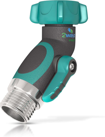 45 Metal Hose Elbow, Heavy Duty Hose Adapter and Angle Connector with Water Shut Off Valve