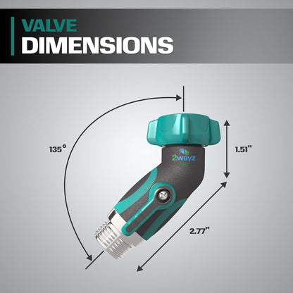45 Metal Hose Elbow, Heavy Duty Hose Adapter and Angle Connector with Water Shut Off Valve