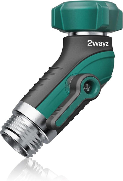 45 Metal Hose Elbow, Heavy Duty Hose Adapter and Angle Connector with Water Shut Off Valve