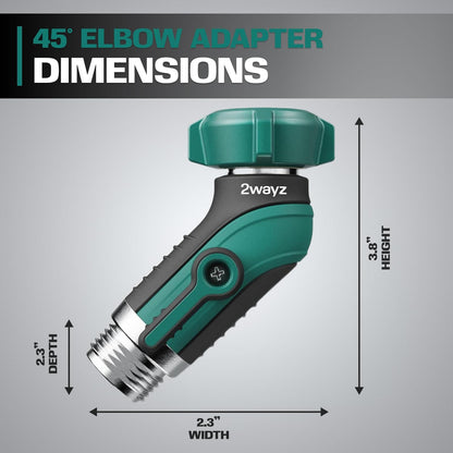 45 Metal Hose Elbow, Heavy Duty Hose Adapter and Angle Connector with Water Shut Off Valve