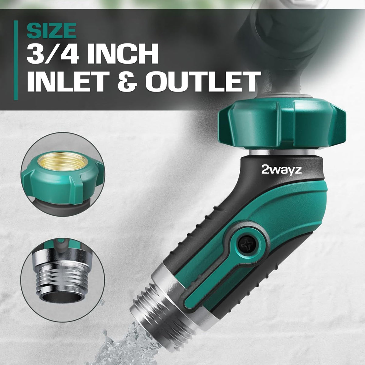 45 Metal Hose Elbow, Heavy Duty Hose Adapter and Angle Connector with Water Shut Off Valve