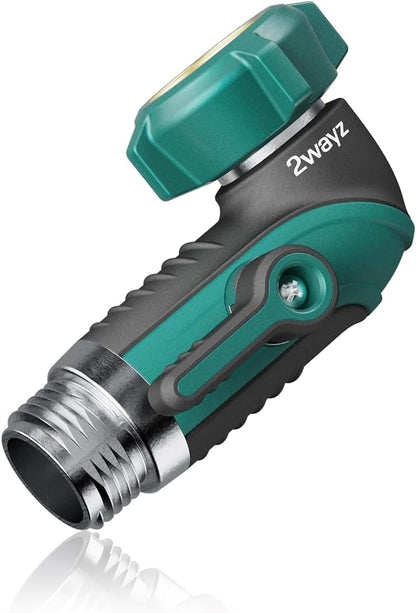 45 Metal Hose Elbow, Heavy Duty Hose Adapter and Angle Connector with Water Shut Off Valve