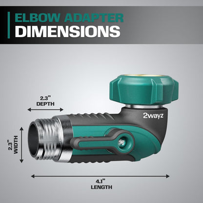 45 Metal Hose Elbow, Heavy Duty Hose Adapter and Angle Connector with Water Shut Off Valve