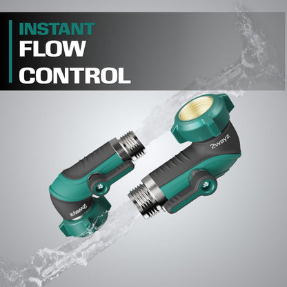 45 Metal Hose Elbow, Heavy Duty Hose Adapter and Angle Connector with Water Shut Off Valve