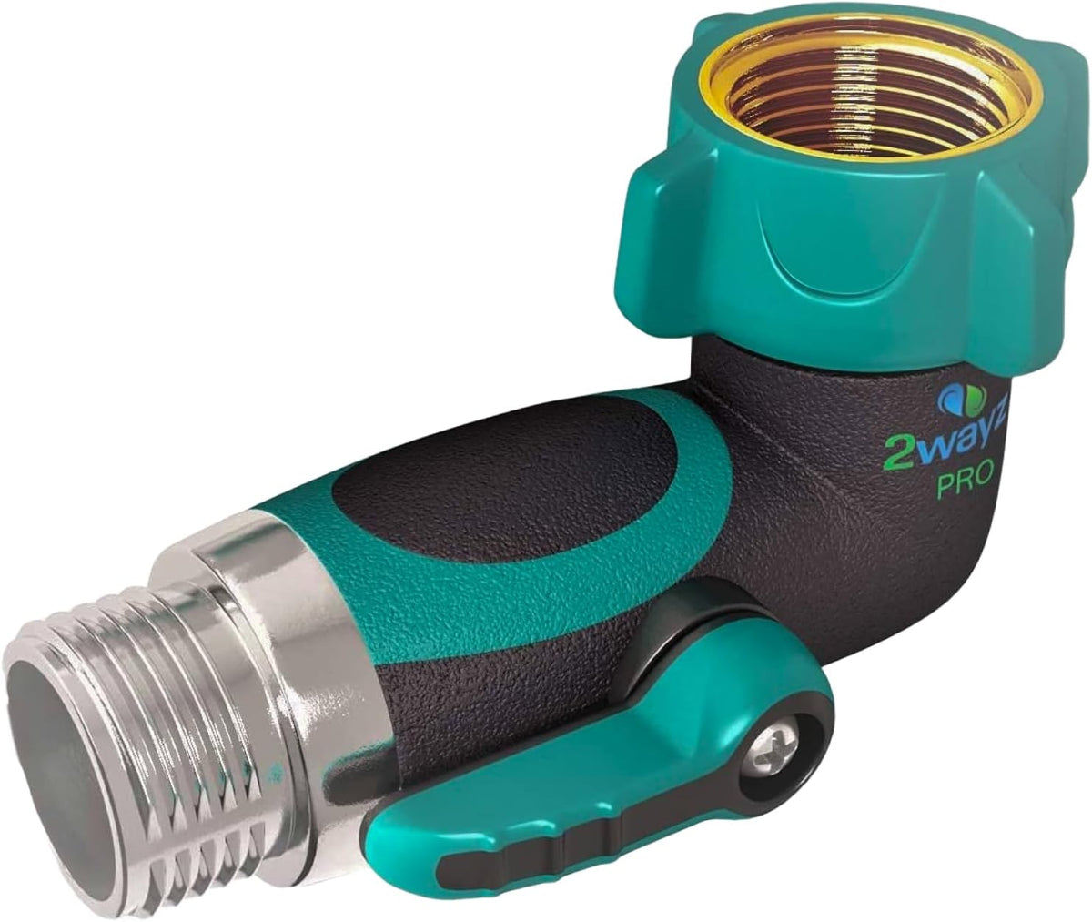 45 Metal Hose Elbow, Heavy Duty Hose Adapter and Angle Connector with Water Shut Off Valve