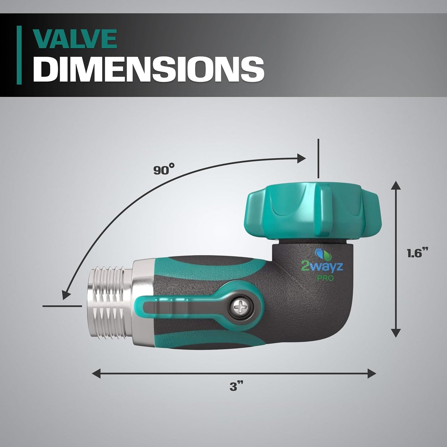 45 Metal Hose Elbow, Heavy Duty Hose Adapter and Angle Connector with Water Shut Off Valve