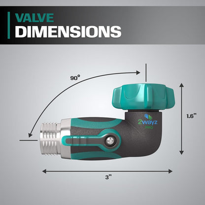 45 Metal Hose Elbow, Heavy Duty Hose Adapter and Angle Connector with Water Shut Off Valve