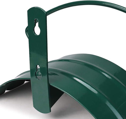 Deluxe Wall Mount Garden Hose Hanger Duty Metal Hose Holder Easily Holds 125 3/4’’ Hose Solid Steel Extra Bracing Forest Green