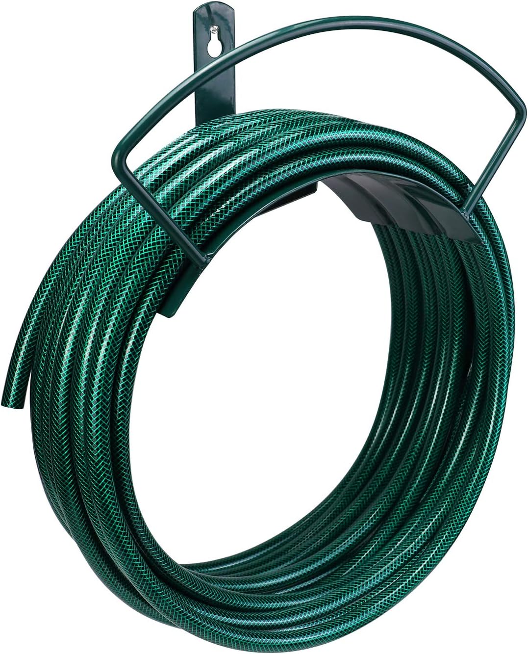 Deluxe Wall Mount Garden Hose Hanger Duty Metal Hose Holder Easily Holds 125 3/4’’ Hose Solid Steel Extra Bracing Forest Green