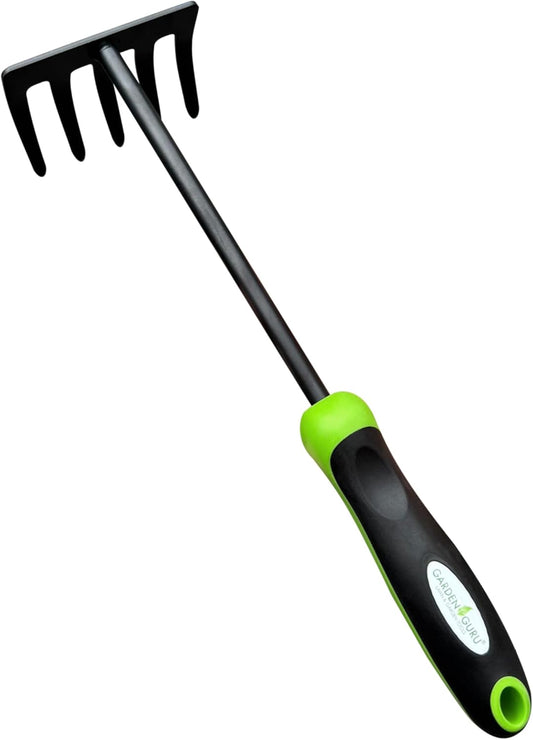 Hand Rake Cultivator Tiller Tool – Strong Carbon Steel for Ultimate Strength - Rust Resistant – Ergonomic Handle – Great for Gardening Cultivating Loosening Weeding Mulching Soil Prep