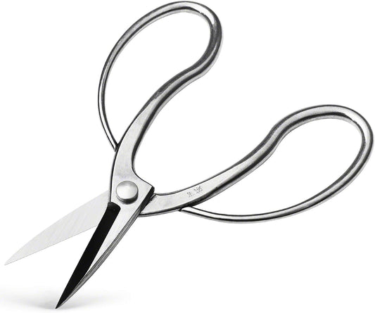 Wazakura Stainless Steel Series Traditional Bonsai Scissors, Made in Japan 7 in (180 mm), Hasami Pruning Shears, Professional Garden Tools (Traditional Stainless Steel)