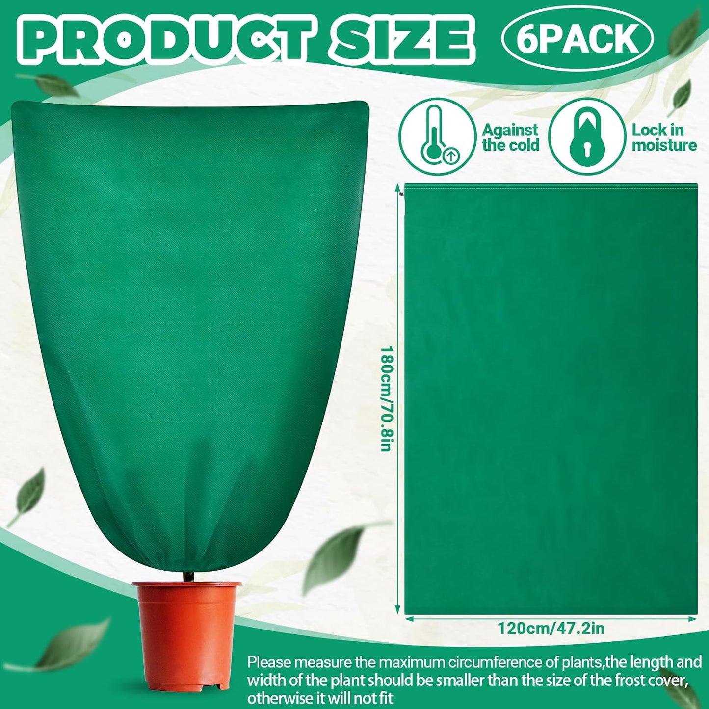 6 Pcs Plant Covers Freeze Protection 48x72 with Drawstring,Brown