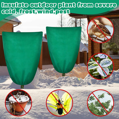 6 Pcs Plant Covers Freeze Protection 48x72 with Drawstring,Brown