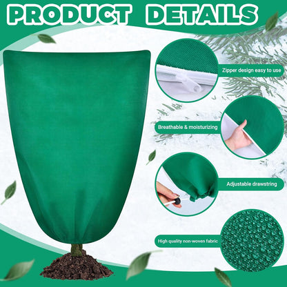 6 Pcs Plant Covers Freeze Protection 48x72 with Drawstring,Brown