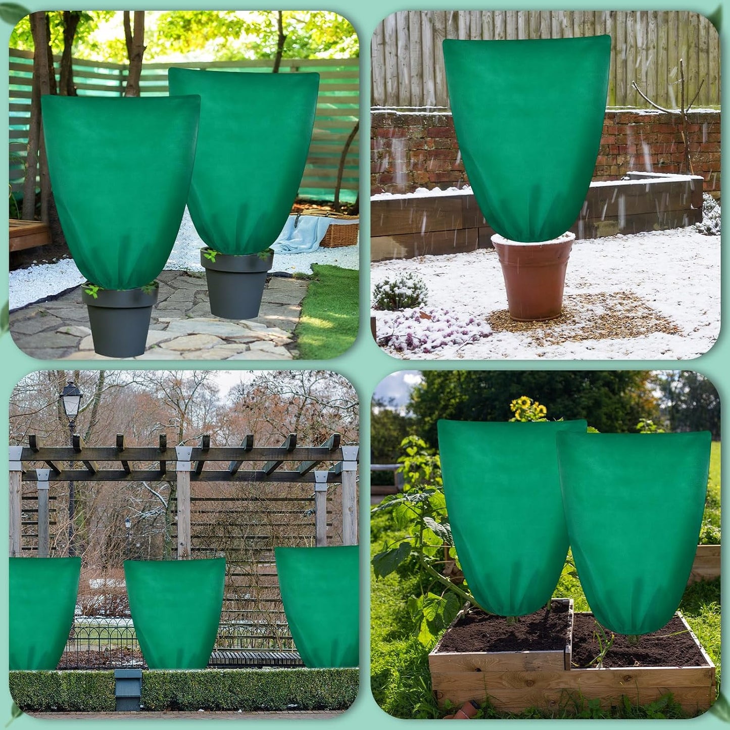 6 Pcs Plant Covers Freeze Protection 48x72 with Drawstring,Brown