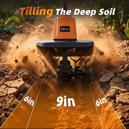 2-in-1 Cordless Tiller Cultivator, 235RPM Powered Tiller with 3.5ft Extension Pole, 2×2.0Ah Rechargeable Batteries, 4-Inch Tilling Width & Depth, Mini Powerful Tiller for Gardening, Lawn