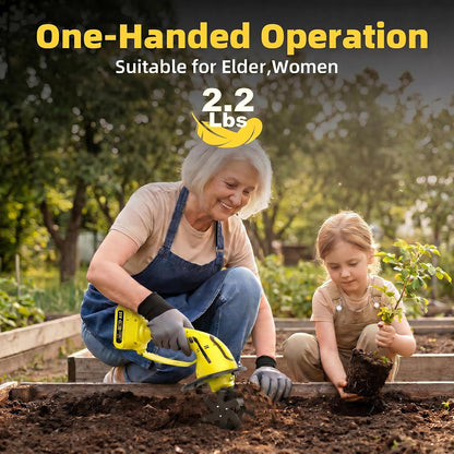 2-in-1 Cordless Tiller Cultivator, 235RPM Powered Tiller with 3.5ft Extension Pole, 2×2.0Ah Rechargeable Batteries, 4-Inch Tilling Width & Depth, Mini Powerful Tiller for Gardening, Lawn