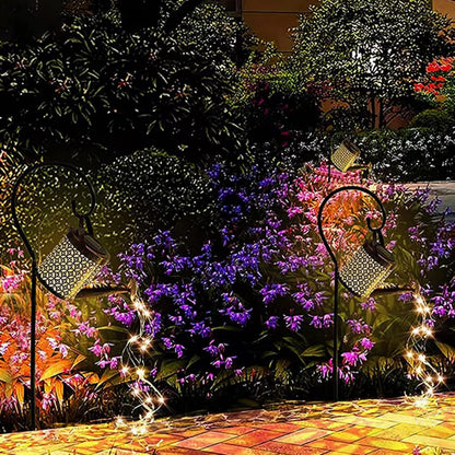 Watering Can with Lights, Solar Lights for Outdoor Garden Art Decor Hanging Solar Lanterns, Metal Waterproof for Walkway Yard Pathway Patio Table