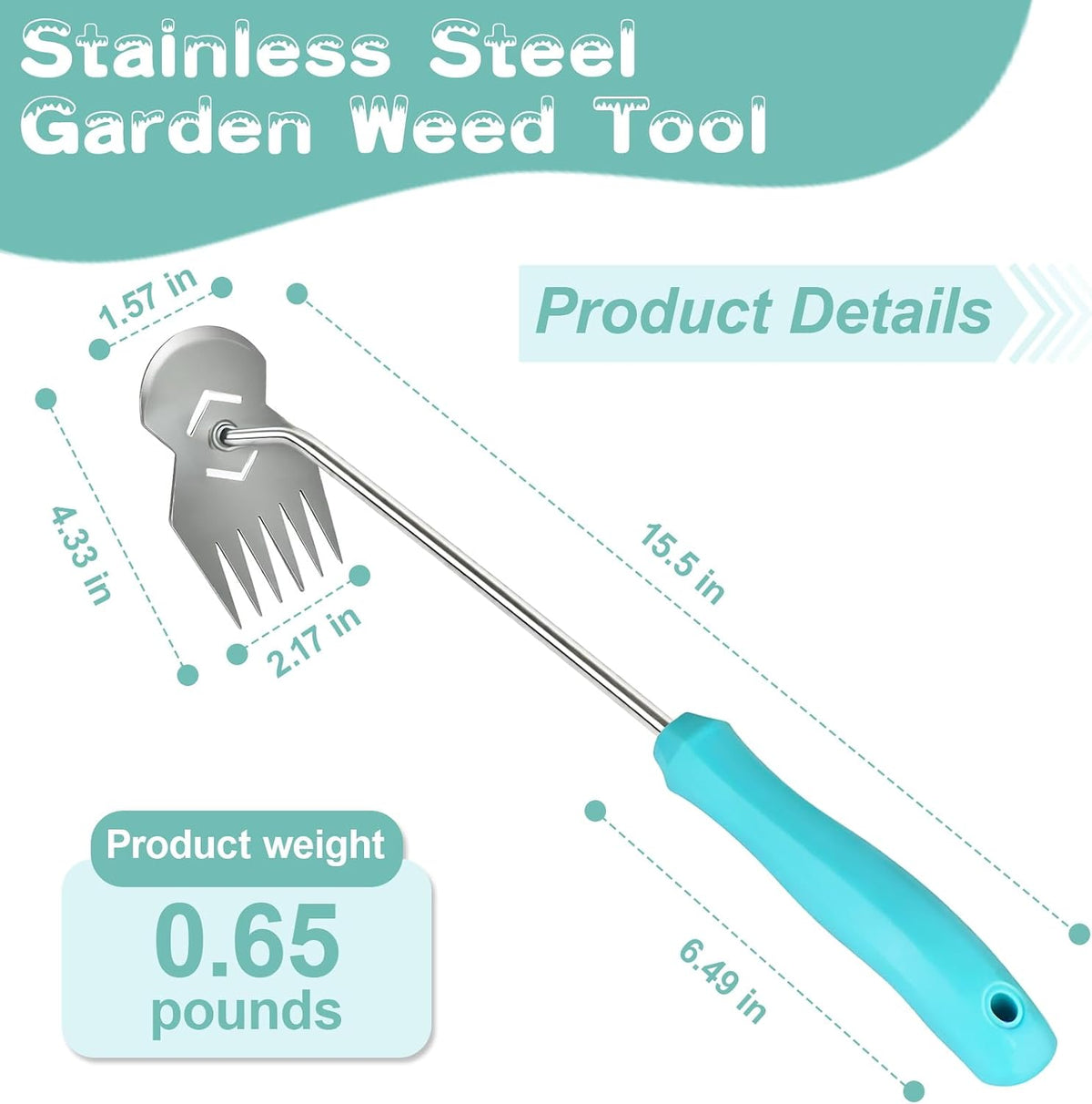 Garden Tools,Weeder Tool,Adopting Ergonomic Handle Design,Weeding Tools,6 Tooth Garden Weed Pulling Tool,Weed Puller Tool Suitable for Farm Planting,Gardening