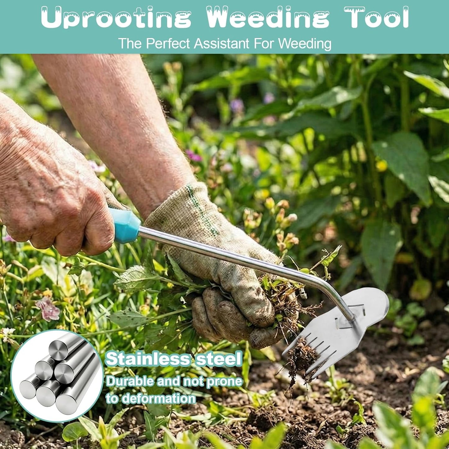 Garden Tools,Weeder Tool,Adopting Ergonomic Handle Design,Weeding Tools,6 Tooth Garden Weed Pulling Tool,Weed Puller Tool Suitable for Farm Planting,Gardening