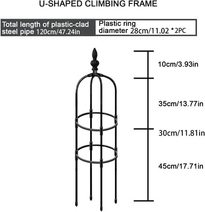 Dysetcs Tower Obelisk Garden Trellis, 3ft Tall Metal Obelisk Plant Support Gardening Climbing Frame for Outdoor Indoor Climbing Plants (1 Pack)