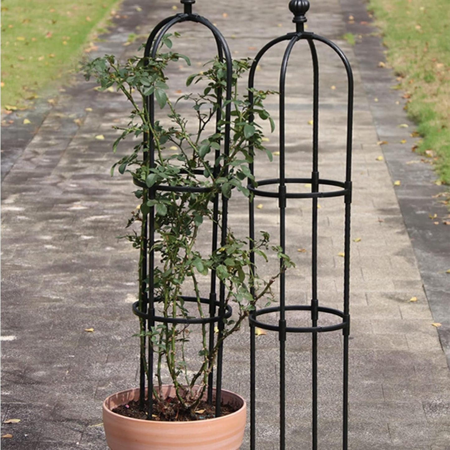 Dysetcs Tower Obelisk Garden Trellis, 3ft Tall Metal Obelisk Plant Support Gardening Climbing Frame for Outdoor Indoor Climbing Plants (1 Pack)