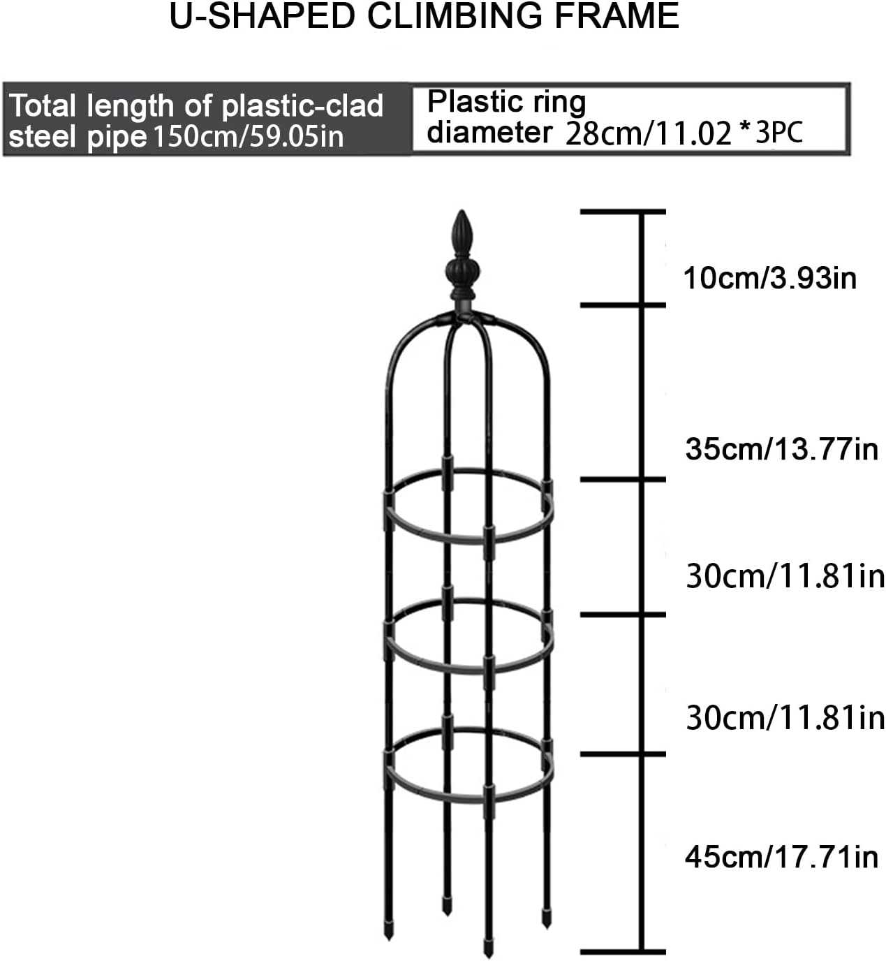 Dysetcs Tower Obelisk Garden Trellis, 3ft Tall Metal Obelisk Plant Support Gardening Climbing Frame for Outdoor Indoor Climbing Plants (1 Pack)