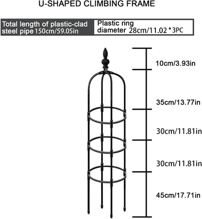 Dysetcs Tower Obelisk Garden Trellis, 3ft Tall Metal Obelisk Plant Support Gardening Climbing Frame for Outdoor Indoor Climbing Plants (1 Pack)