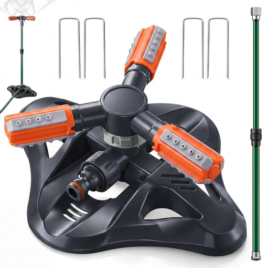 Metal Lawn Sprinkler for Yard with Adjustable Extension Risers