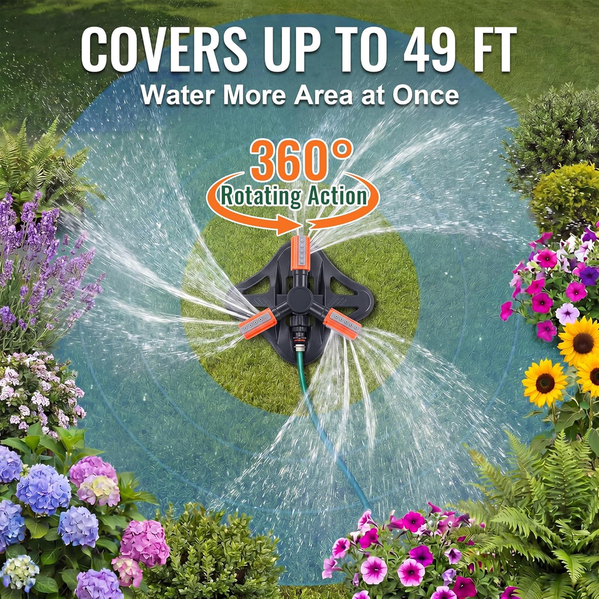Metal Lawn Sprinkler for Yard with Adjustable Extension Risers