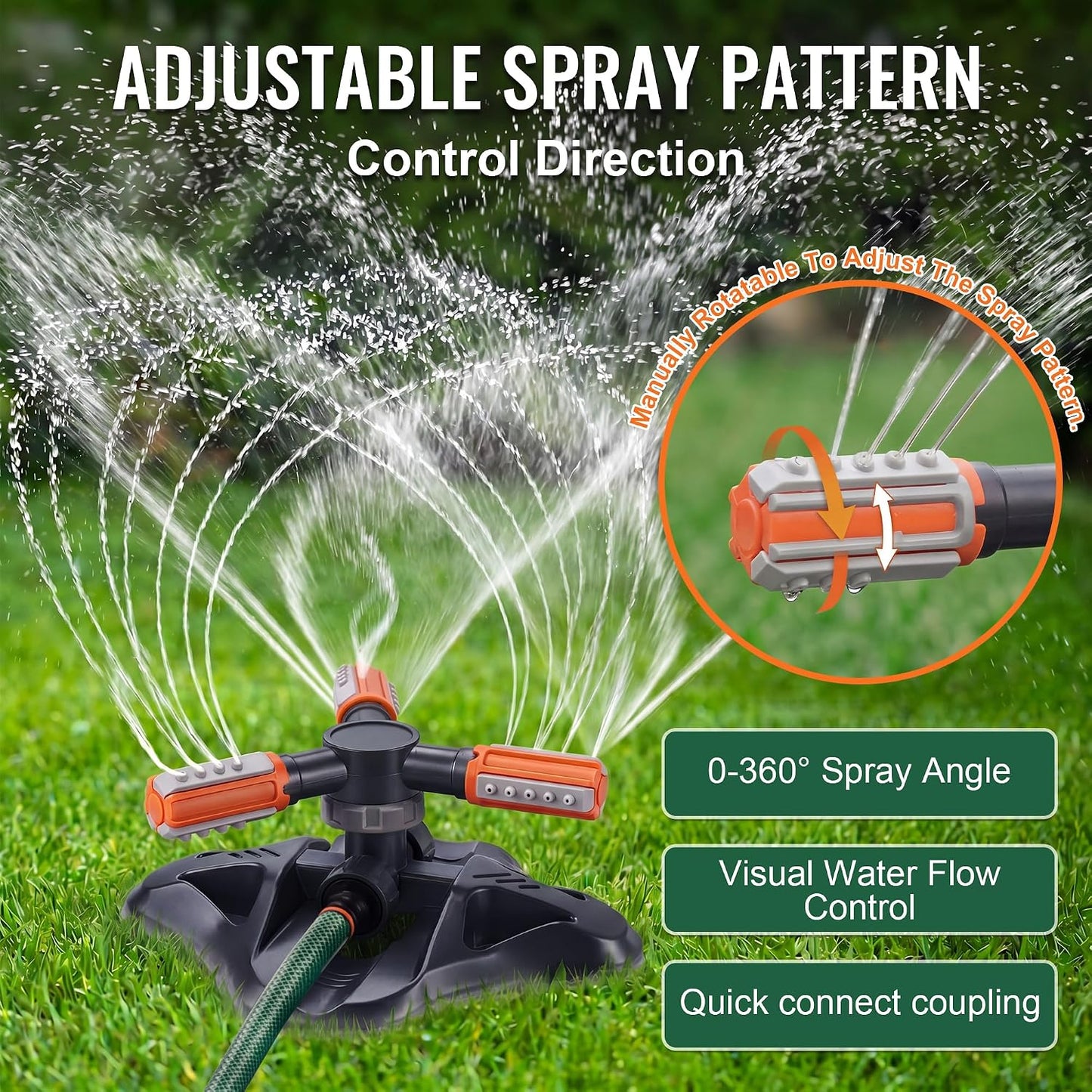 Metal Lawn Sprinkler for Yard with Adjustable Extension Risers