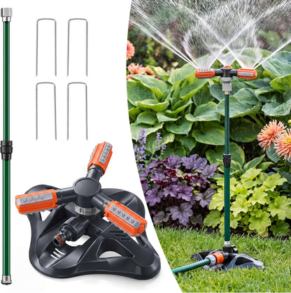 Metal Lawn Sprinkler for Yard with Adjustable Extension Risers