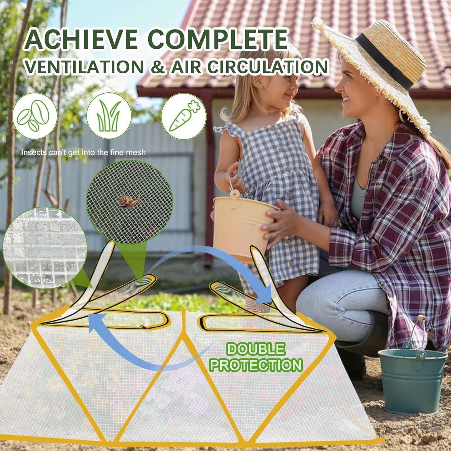 47.2" *14.6" *13.4" Foldable Garden Accelerator Plants Cover Freeze Protection for Raised Bed, Mini Greenhouse Cover with Two Air Hole, Frost Cover for Plant Vegetable Seedling Protector
