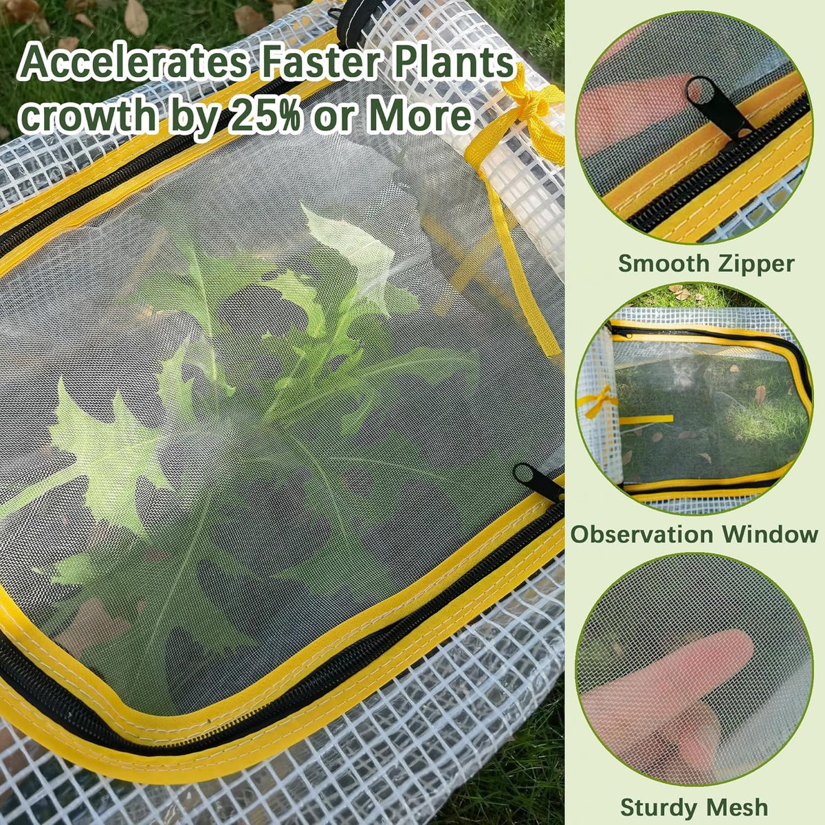 47.2" *14.6" *13.4" Foldable Garden Accelerator Plants Cover Freeze Protection for Raised Bed, Mini Greenhouse Cover with Two Air Hole, Frost Cover for Plant Vegetable Seedling Protector