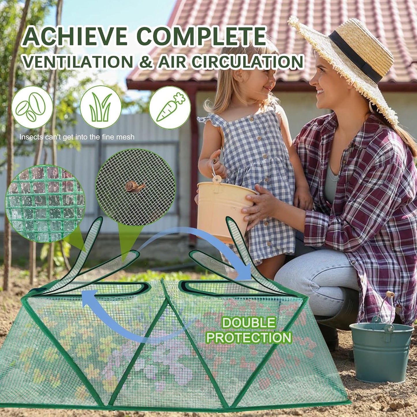 47.2" *14.6" *13.4" Foldable Garden Accelerator Plants Cover Freeze Protection for Raised Bed, Mini Greenhouse Cover with Two Air Hole, Frost Cover for Plant Vegetable Seedling Protector