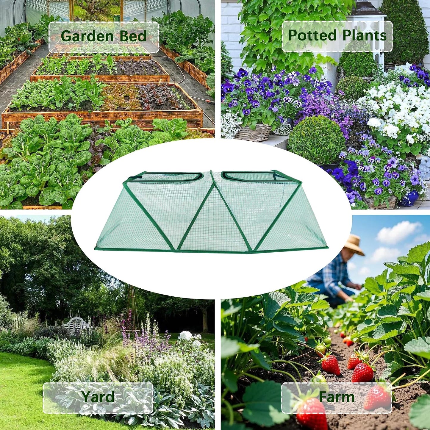 47.2" *14.6" *13.4" Foldable Garden Accelerator Plants Cover Freeze Protection for Raised Bed, Mini Greenhouse Cover with Two Air Hole, Frost Cover for Plant Vegetable Seedling Protector