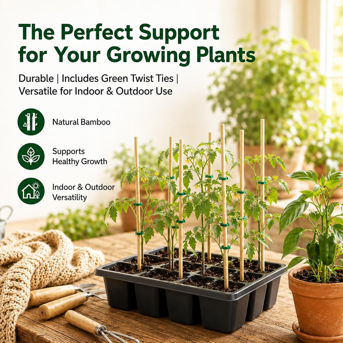 MAQIHAN Plant Stakes for Indoor Plants - 40PCS Plant Support Sticks, 9.8"