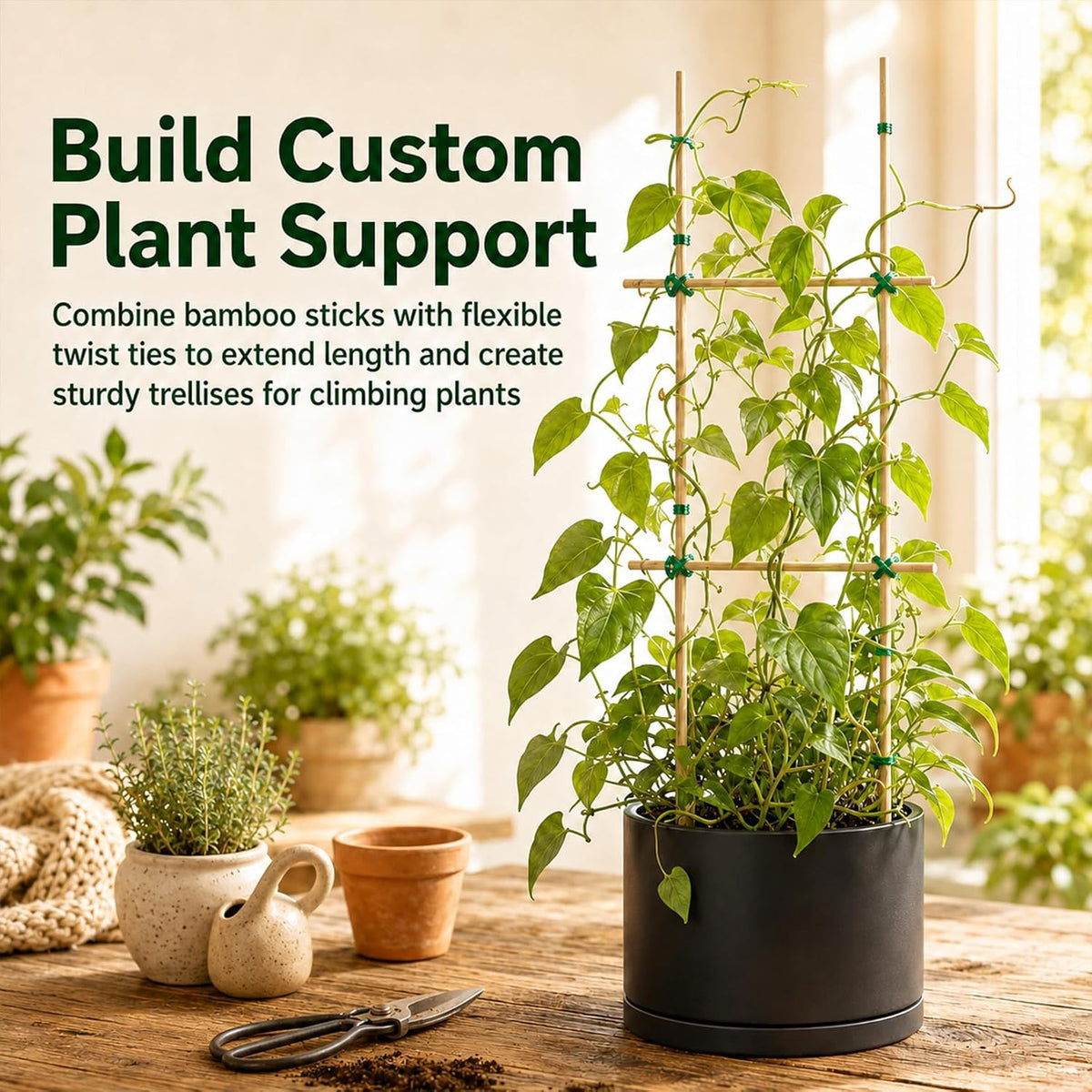MAQIHAN Plant Stakes for Indoor Plants - 40PCS Plant Support Sticks, 9.8"