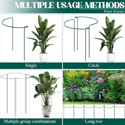 6-Pack 31.5” Plant Support Stakes, Steel Plant Cage & Peony Tomato Hydrangea Cage, Garden Stakes for Outdoor Plants, Heavy-Duty Plant Stakes, 16.7” Support + 14.8” Extension Tubes
