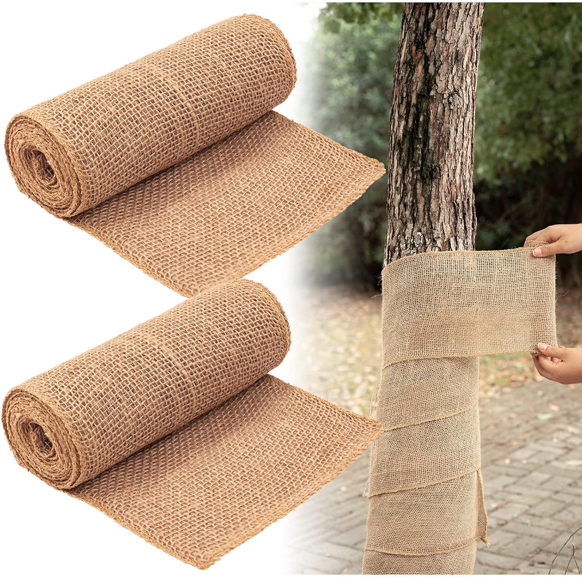 2 Roll Burlap Tree Protector Wraps 7.8" × 9.8' Winter Garden Plants Wraps