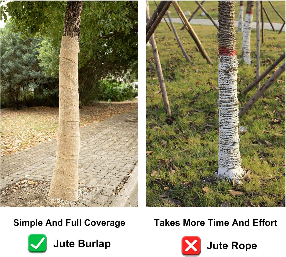 2 Roll Burlap Tree Protector Wraps 7.8" × 9.8' Winter Garden Plants Wraps