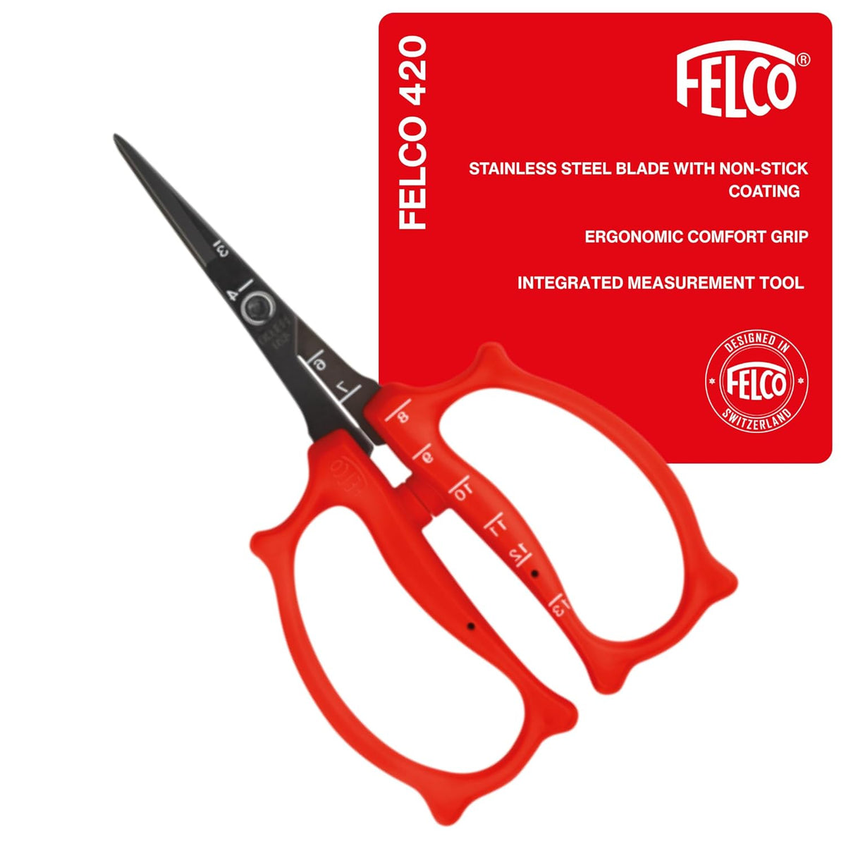 420 Trimming Scissors – 6.1" Garden Clippers with Fine Tip & Non-Stick Blade | Pruning Shears for Gardening | Garden Scissors for Plant with Stainless Steel Blade, Built-In Ruler