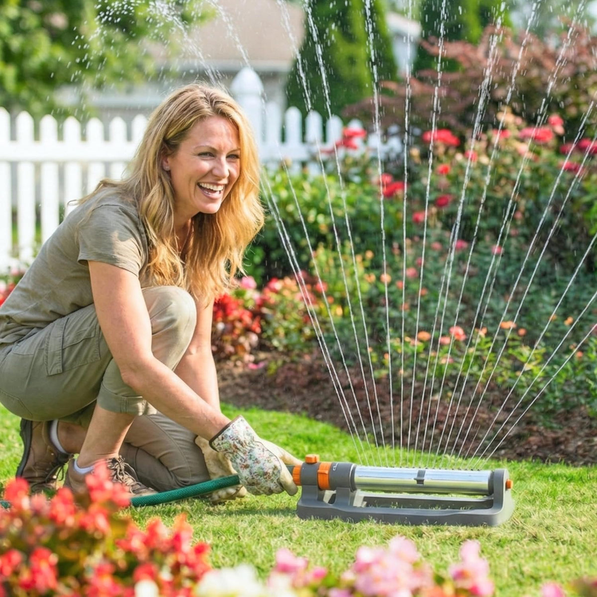 Oscillating Water Sprinkler for Yard, Lawn Adjustable Sprinkler for Garden